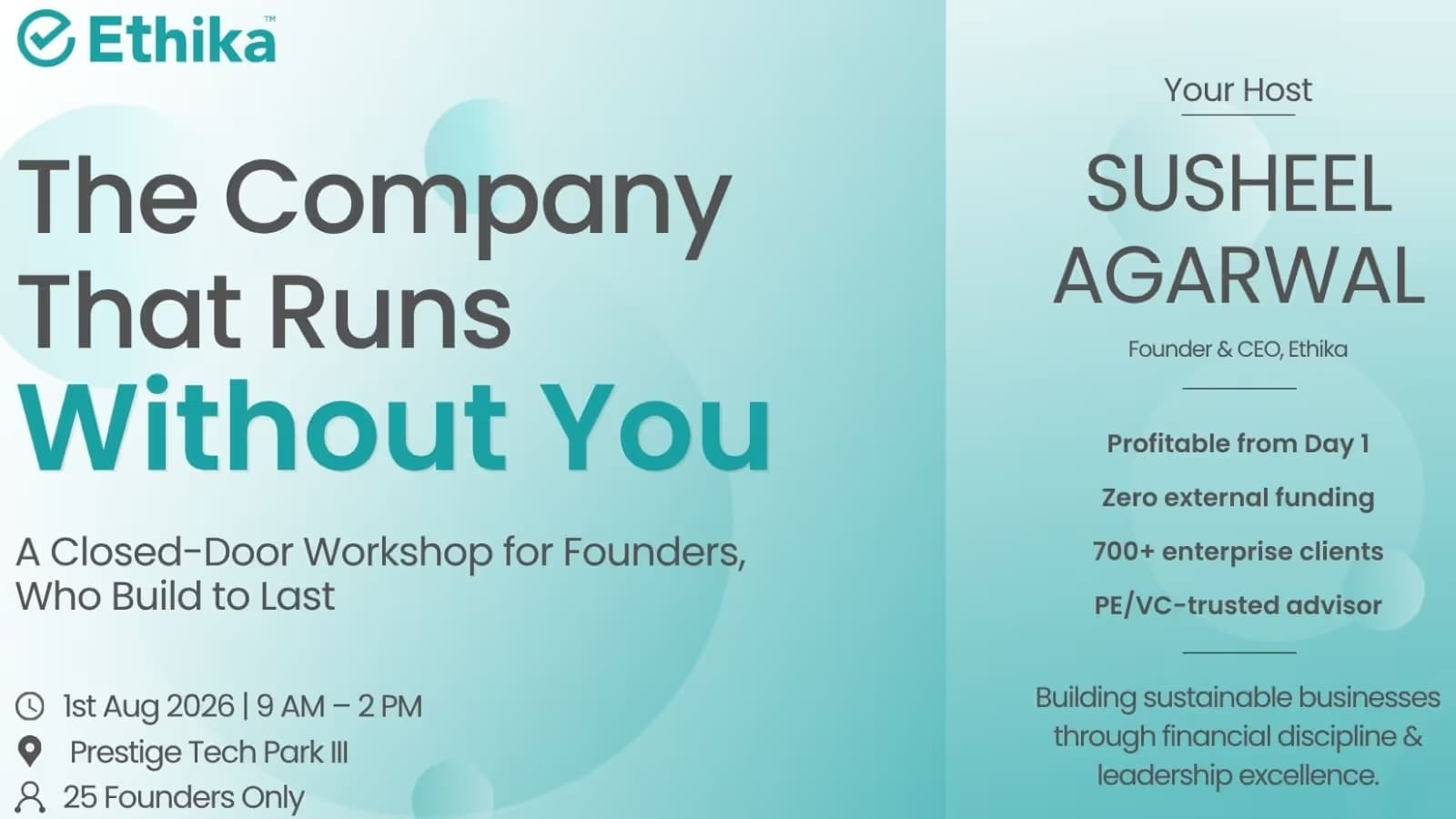 The Company That Runs Without You | Closed-Door Founder Workshop | Bangalore
