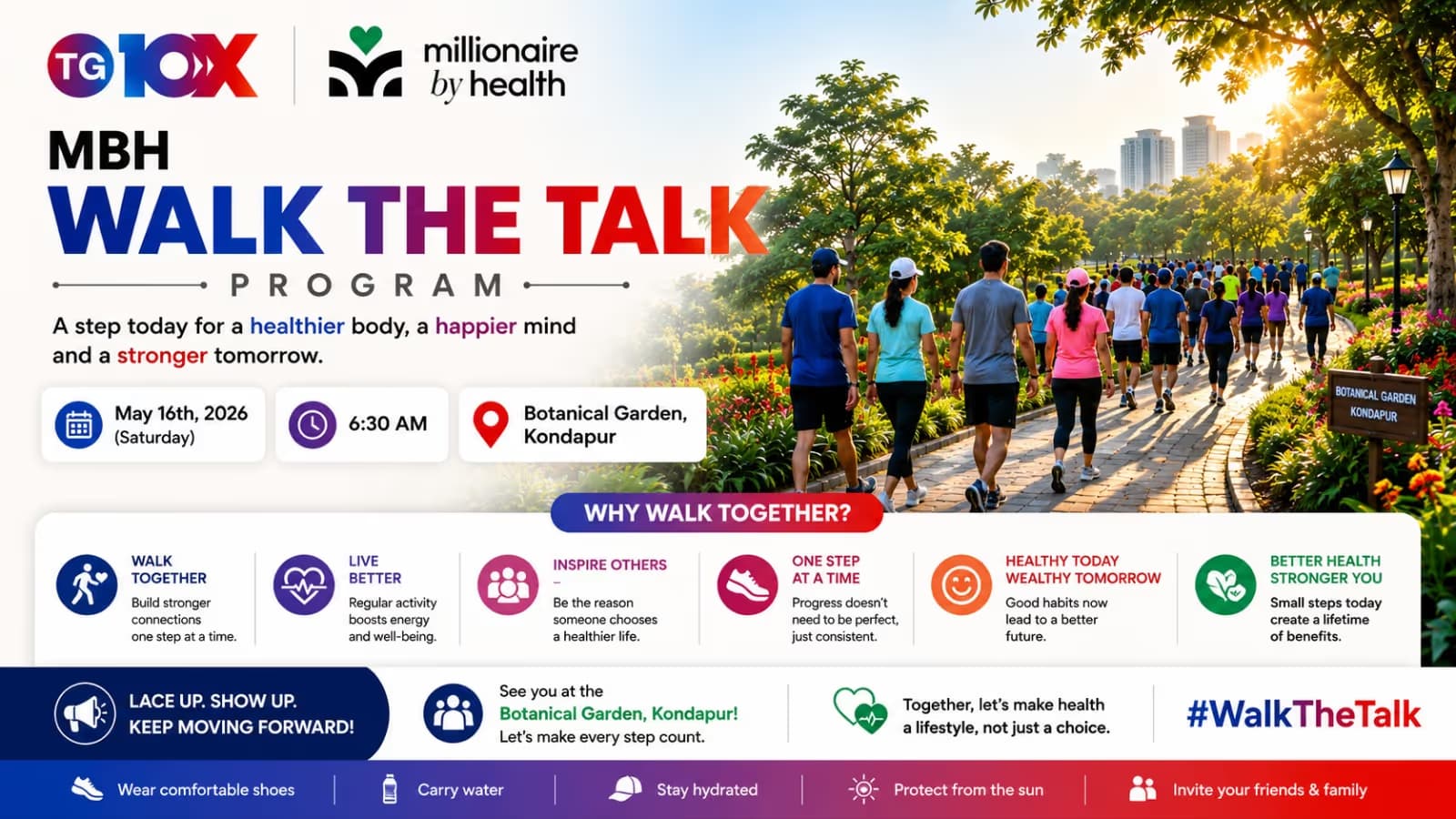 TG10X - Millionaire By Health Walk The Talk Program - Botanical Gardens, Kondapur