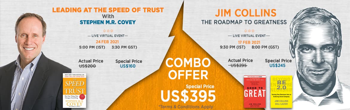 Combo Offer- Jim Collins and Stephen M.R. Covey Events- International