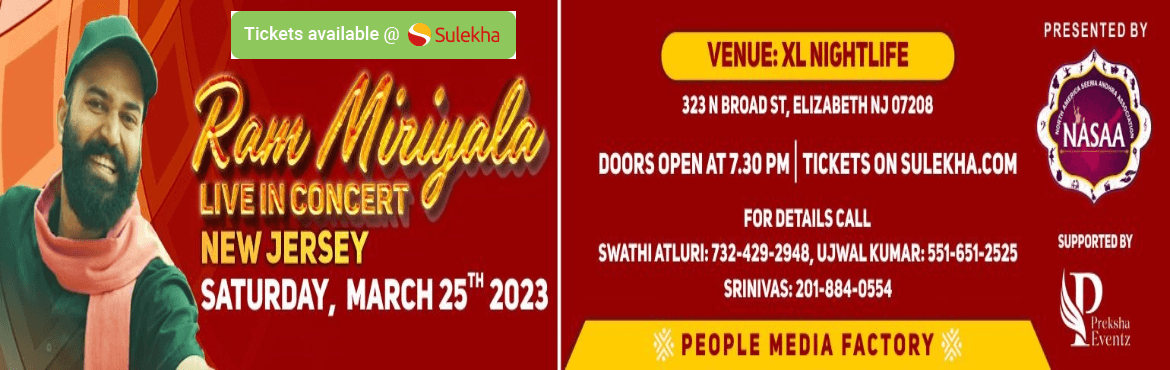 Ram Miriyala Live In Concert New Jersey 2023