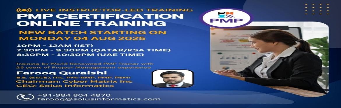 Online PMP Certification Training - Starting Monday, 4th August 2025